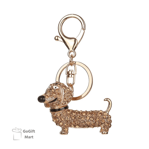 Bling Dog Lovely Dachshund Keychain Handbag Purse Pendant Car Holder Key Ring Jewelry