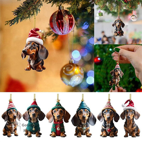 Christmas Dog Ornament Acrylic Car Accessories