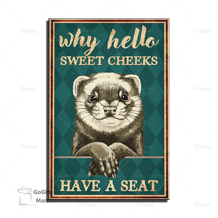 Cheeks Have A Seat poster, Canvas art, Funny Bathroom poster, Otter print