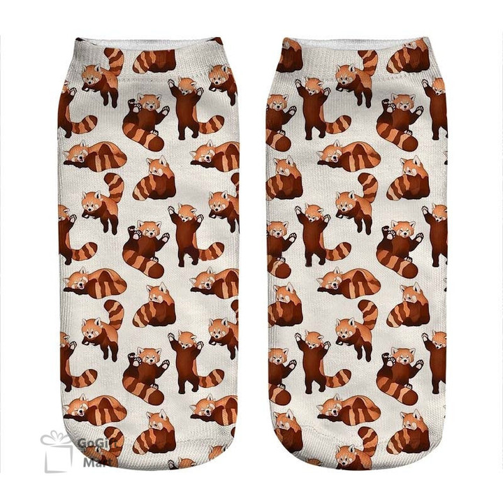Red Panda Pattern Printed Socks