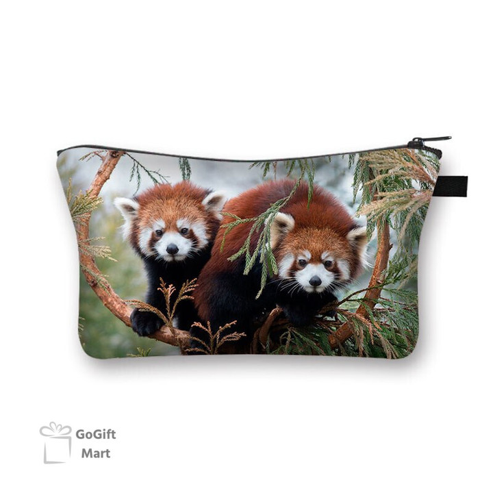 Kawaii Red Panda Pattern Cosmetic Bag