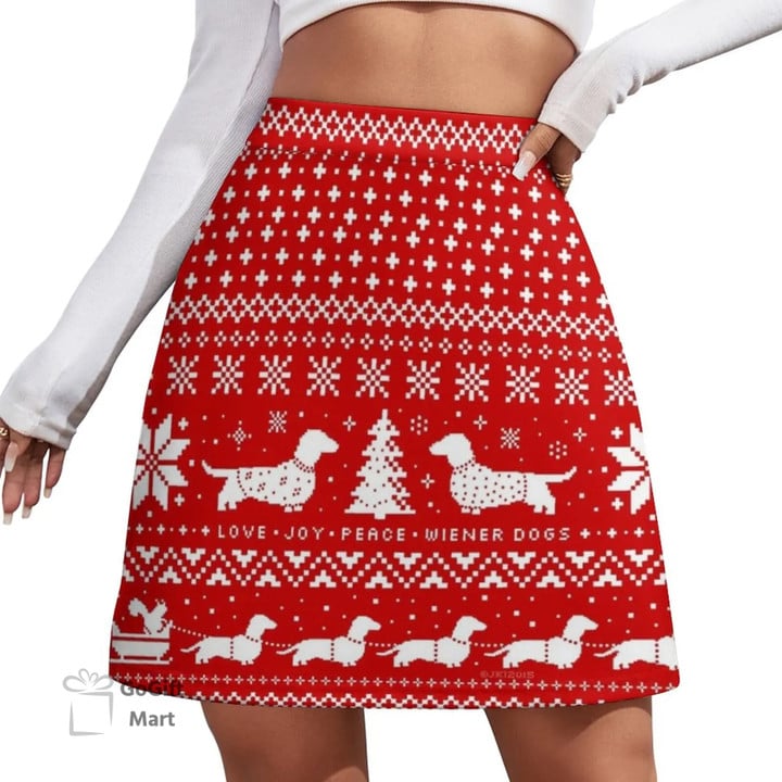 Dachshunds Christmas Sweater Pattern Mini Skirt Female clothing fairy core cute skirt