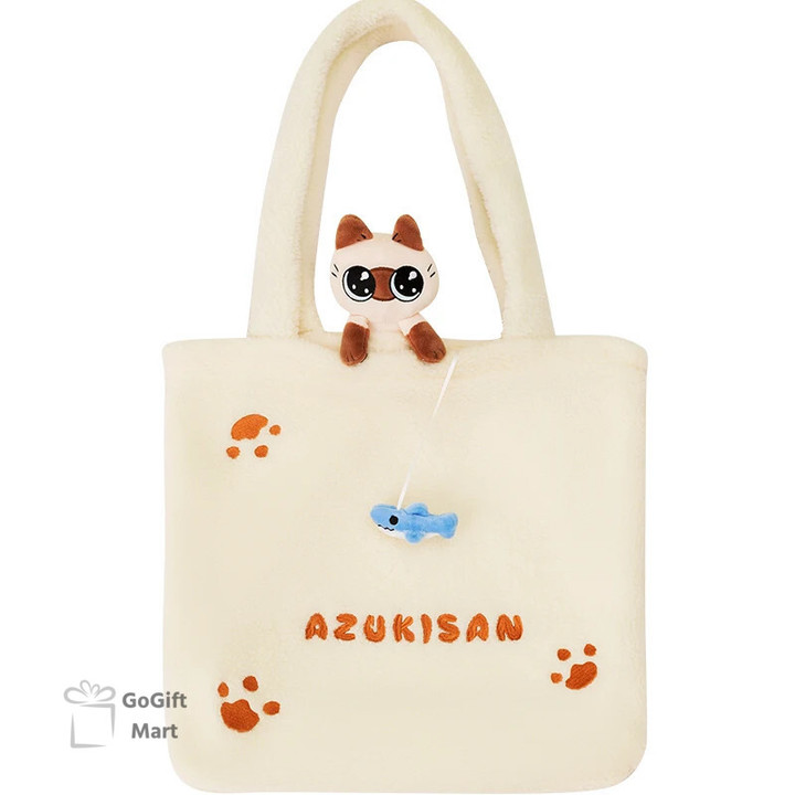 Animal Siamese Cat Kawayi Plush Handbag For Girls Versatile Shoulder Bag Lovely Plush Backpack Wallet For Girls Christmas Gift