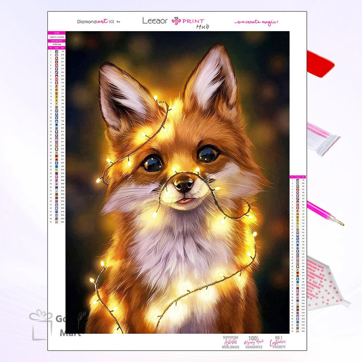 DIY Animal Diamond Painting Wild Water Spirit Big Eyes Fox Star Lights Cute Mosaic Embroidery Kit Decoration Gifts For Beginners