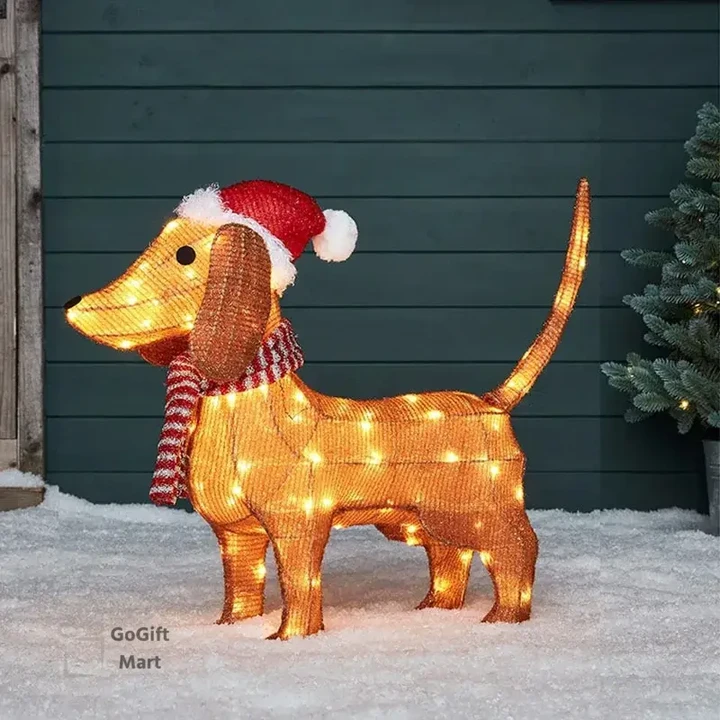 3D Christmas Dachshund Dog with LED Lights