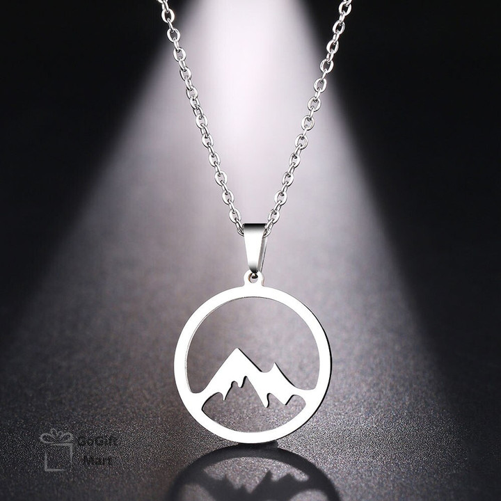 Stainless Steel Necklace For Women Man Mountain Hill Gold Color Pendant Necklace