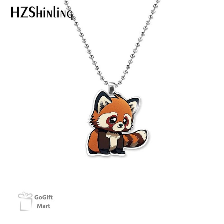 Red Panda Acrylic Necklace Pendants Charms Resin Epoxy Handmade Crafts Jewelry Gifts