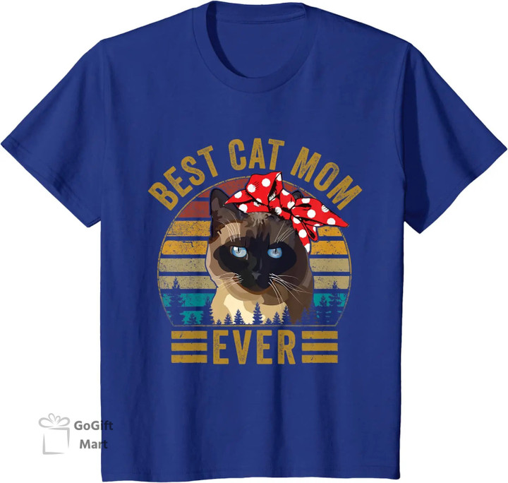 Best Cat Mom Ever Retro Vintage Siamese Cat Cute Mothers day T-Shirt