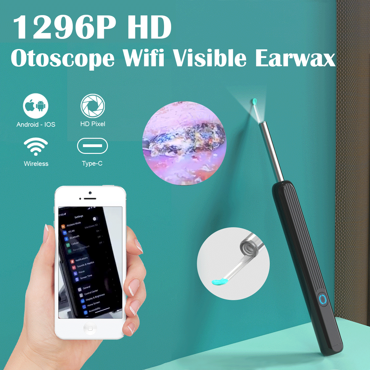 1296P HD Otoscope Wifi Visible Earwax