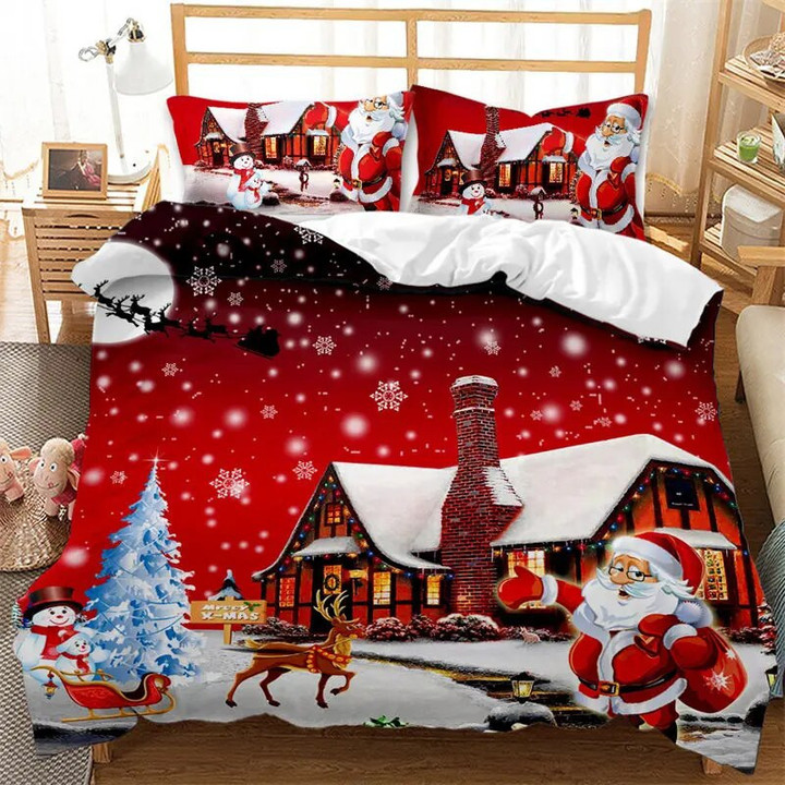 Cute Animals&Christmas 🎄 Comforter Cover Single King For Kids Teen Room.