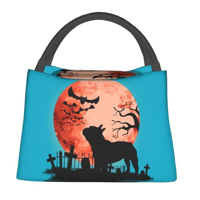 French Bulldog Bats With Red Moon Insulated Lunch Bags
