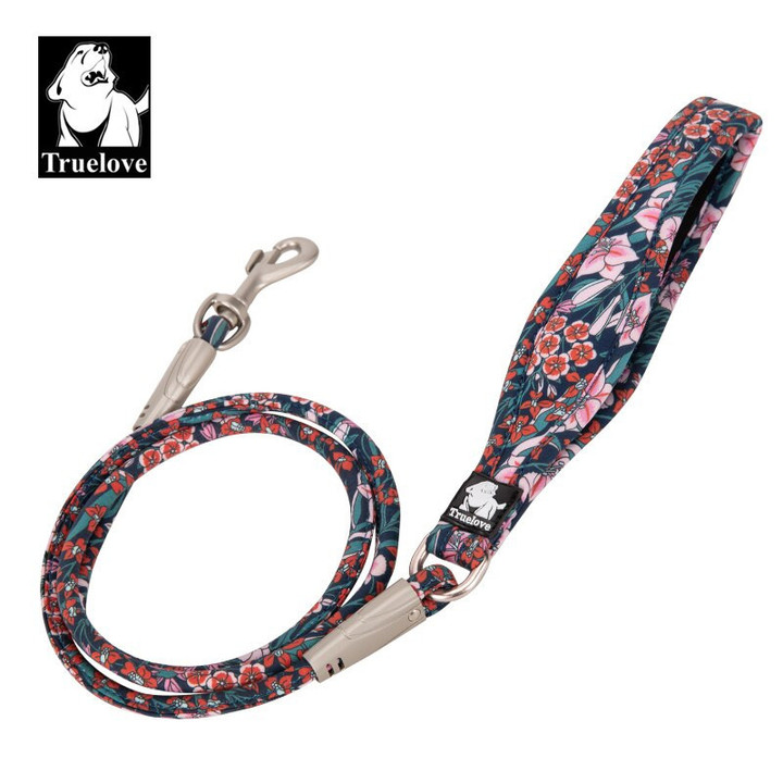 Truelove Pet Leash Floral Rope Leash for Dog and Cat Neoprene Padded Handle 100% Cotton