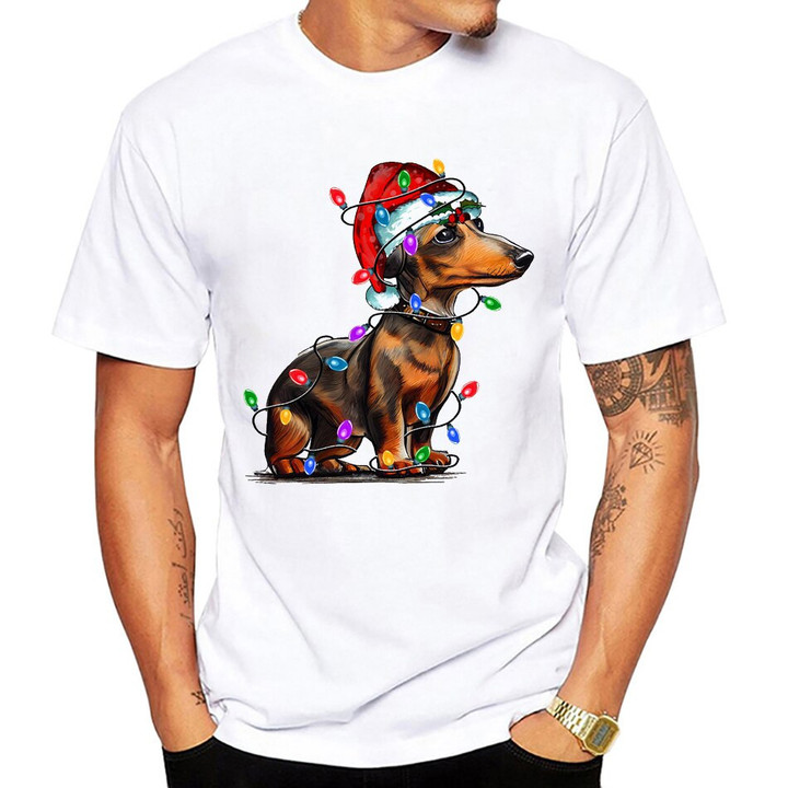 Funny Christmas T Shirt Unisex Cute Christmas Lights Dog Gifts
