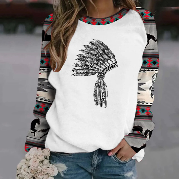 Sweatshirts Ethnic Style 3D Print Women's Streetwear Raglan Sleeve Hoodies