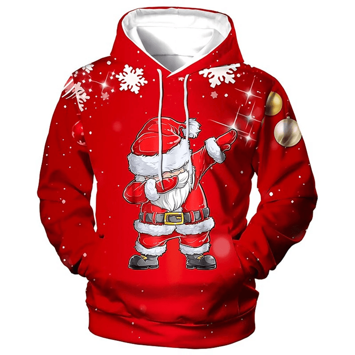 3d Santa Claus Print Hoodies For Men Christmas Hooded Sweater Fashion