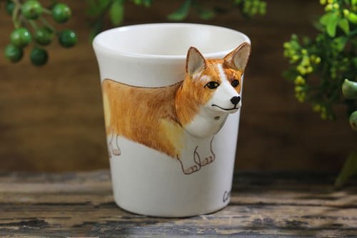 Yellow corgi ceramic mug