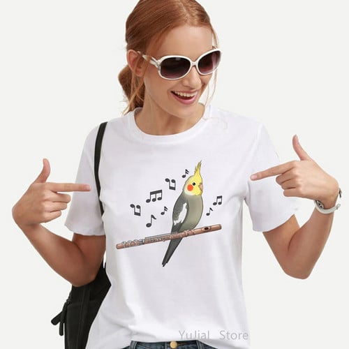Newest Cockatiel Parrot Bird Print T-Shirt Women'S I Women'S Clothing Funny White Tshirt Femme Summer Fashion Tops Tee Shirt Female
