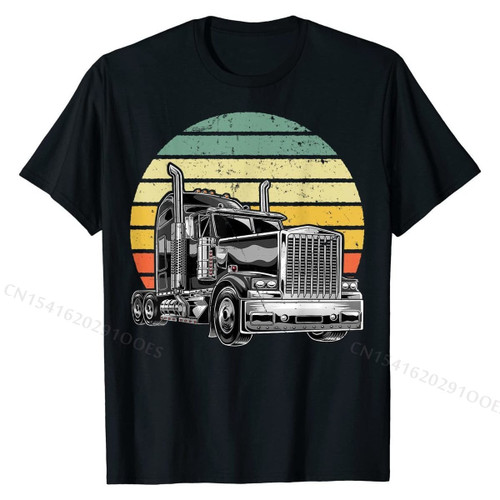 Retro Vintage Trucker Big Rig Semi-Trailer Truck Driver Gift T-Shirt Prevailing T Shirts Tops Shirt for Men Print