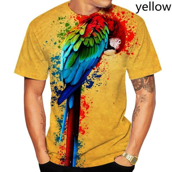 2023 Summer Men Casual 3D Printed Parrot T-shirt