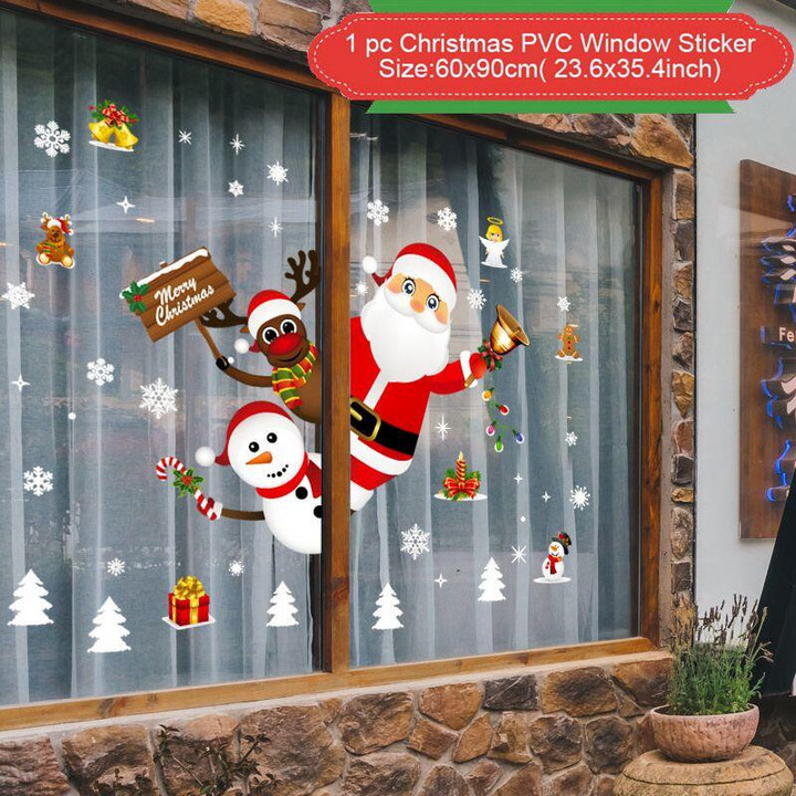Christmas Window Sticker Merry Christmas Decorations For Home 2023 I Gifts New Year 2024 Cristmas Ornament Xmas Navidad Natal