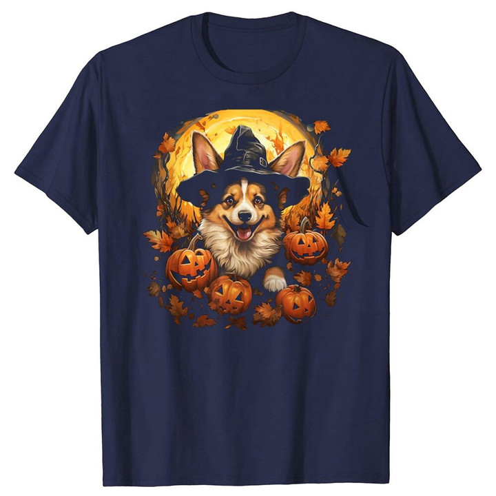 Funny Corgi Cute Halloween Costume for Dog Lover T Shirts Summer Graphic Streetwear Short Sleeve Chirstmas Gifts T-shirt Men