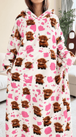 Highland Cow Oversize Fleece Hoodie Blanket NDK06