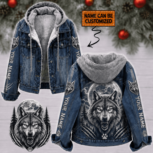 Wolf - Custom Name Eeyore Designed Hooded Denim Jacket LA1