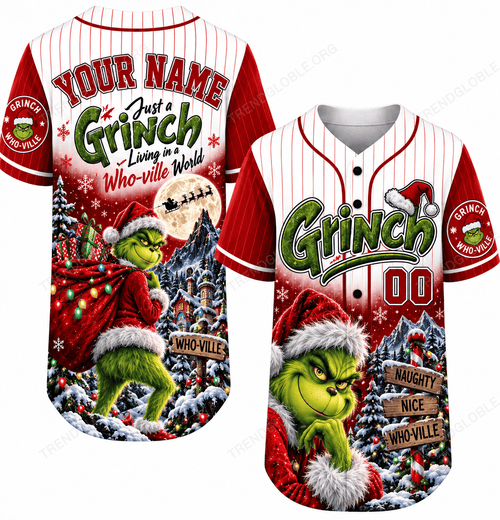 Grinch Custom Name Baseball Jersey MH10
