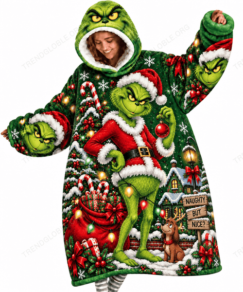 Grinch Oversize Fleece Hoodie Blanket - MH1