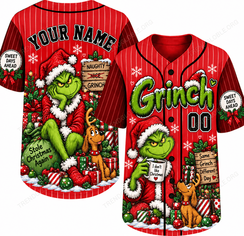 Grinch Custom Name Baseball Jersey MH12