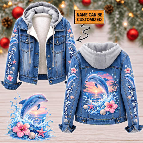 Dolphin - Custom Name Eeyore Designed Hooded Denim Jacket HV2
