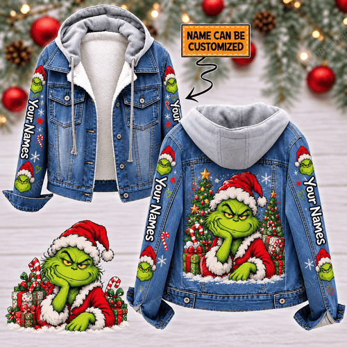 Grinch - Custom Name Eeyore Designed Hooded Denim Jacket HV1