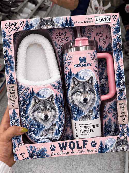 Combo Wolf Plush Slipped & Tumbler NDK04