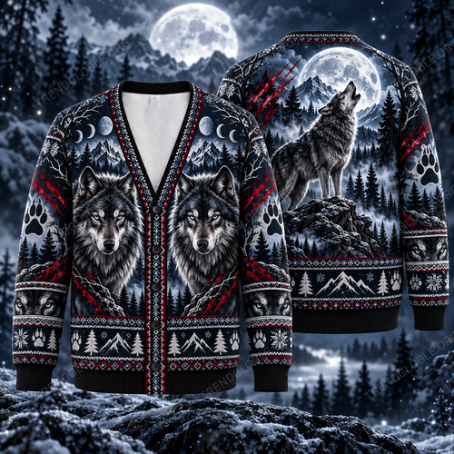 Wolf Knitted Cardigan NDK01