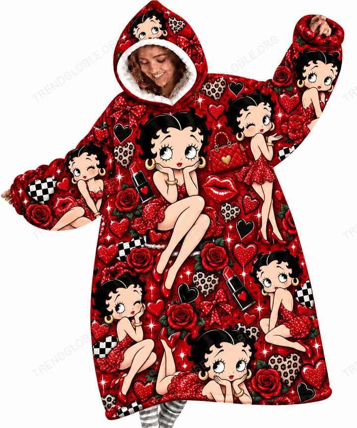 Betty Boop Oversize Fleece Hoodie Blanket - MH2
