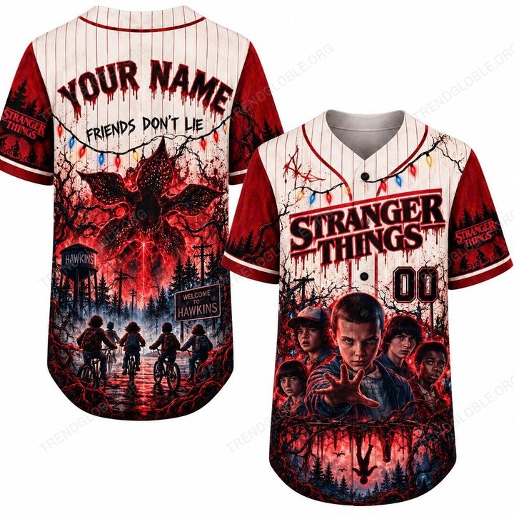 Stranger Things Lover Custom Name Baseball Jersey Qh11