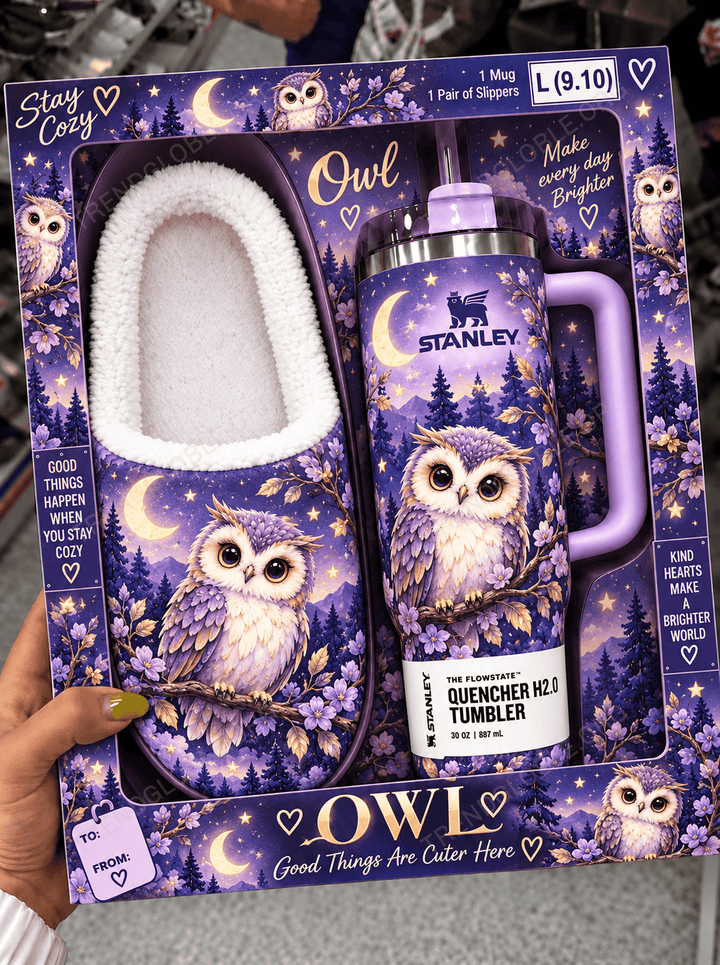 Combo Owl Plush Slipped & Tumbler DTT03