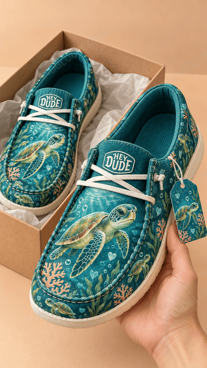 Turtle Canvas Hey Dude Shoes - NDD14