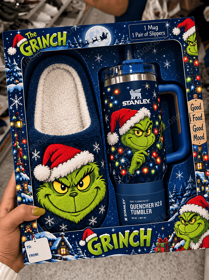 Combo Grinch Plush Slipped & Tumbler HK8