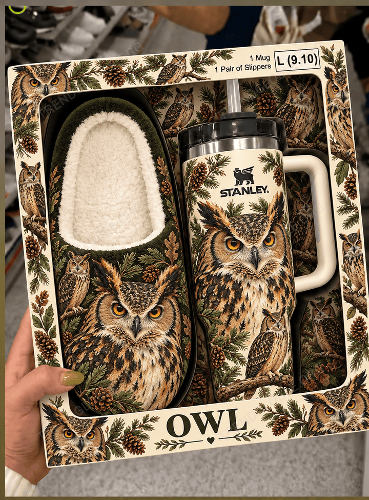 Combo Owl Plush Slipped & Tumbler DTT06