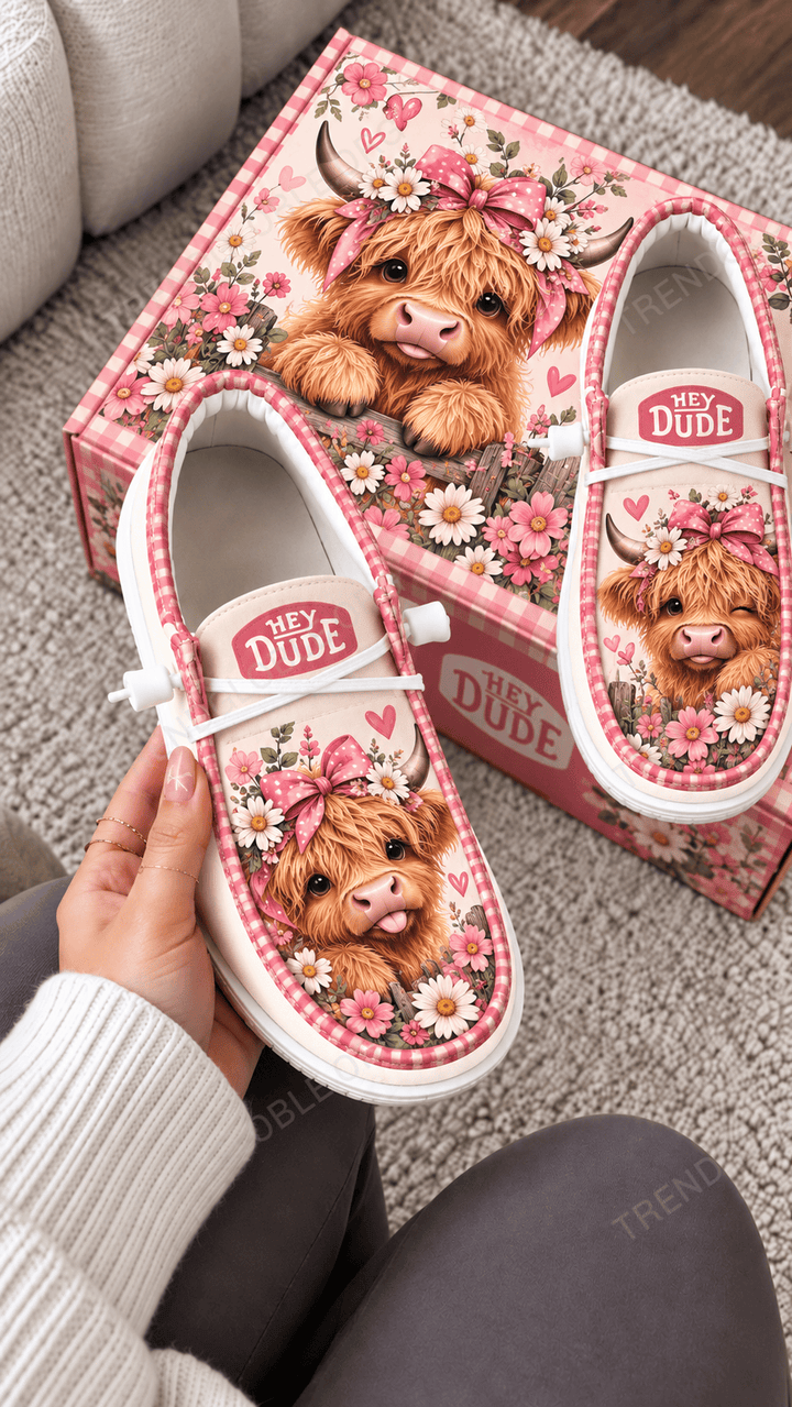 Highland Cow Canvas Hey Dude Shoes NDK10