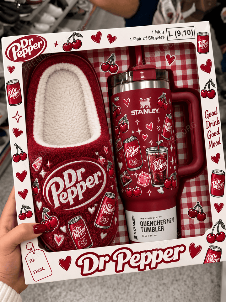 Combo Dr Peppper Plush Slipped & Tumbler NDK02