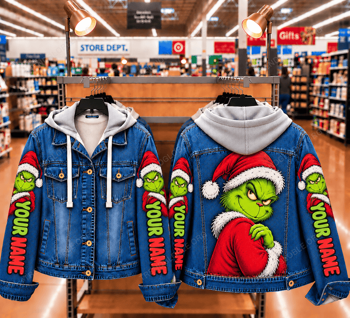 Grinch - Custom Name Eeyore Designed Hooded Denim Jacket HV3