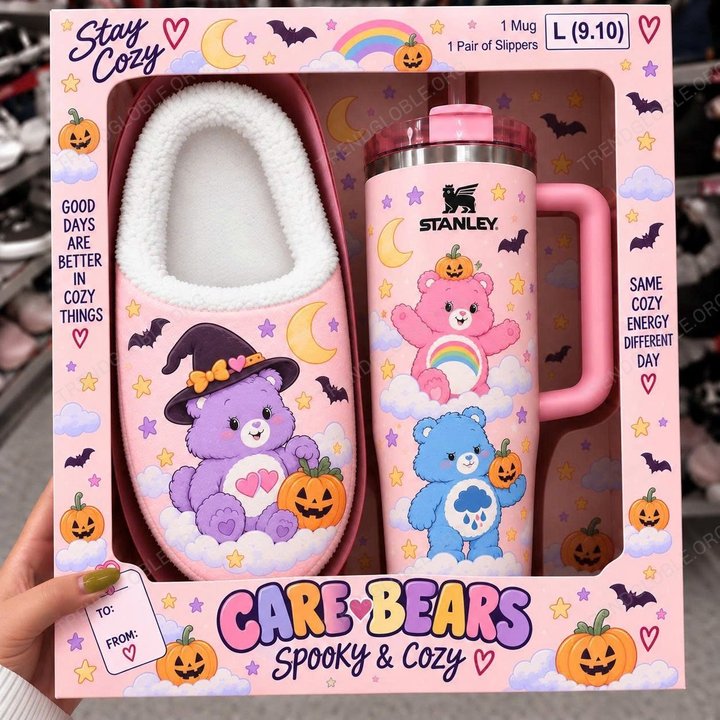 Combo Care Bear Plush Slipped & Tumbler QH30