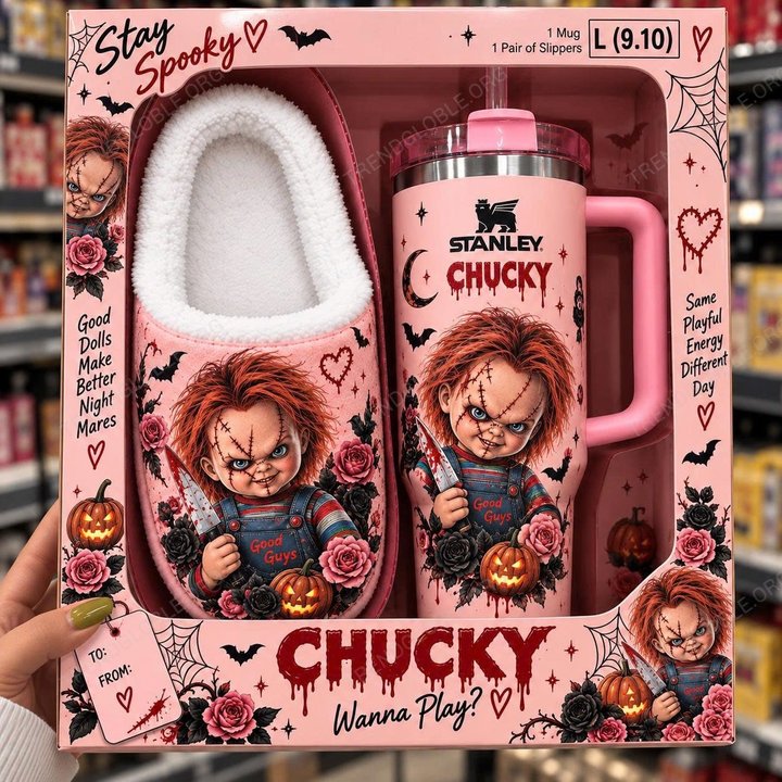 Combo Chucky Plush Slipped & Tumbler QH32