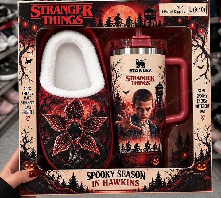 Combo Stranger Things Plush Slipped & Tumbler QH32