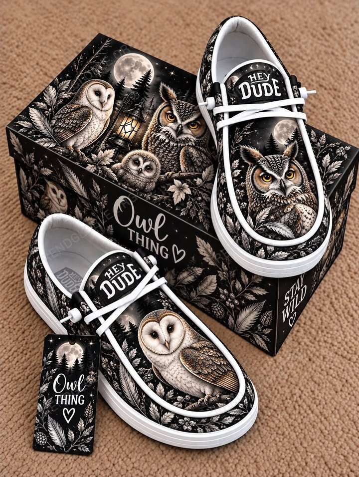 Owl Canvas Hey Dude Shoes DTT23