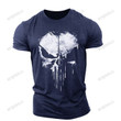 Skull Punisher Print T-shirt, outdoor short sleeve sportswear, thin and breathable, lightweight fitness shirt