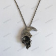 Vintage Silver Plated Alloy Skeleton Pendant Retro Half Skull Necklace Trendy Gothic Jewelry Choker Pendants Bronze Necklaces