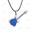 Fashion 316L Stainless Steel Guitar Necklace For Men Pendants Leather Chain Men Necklaces